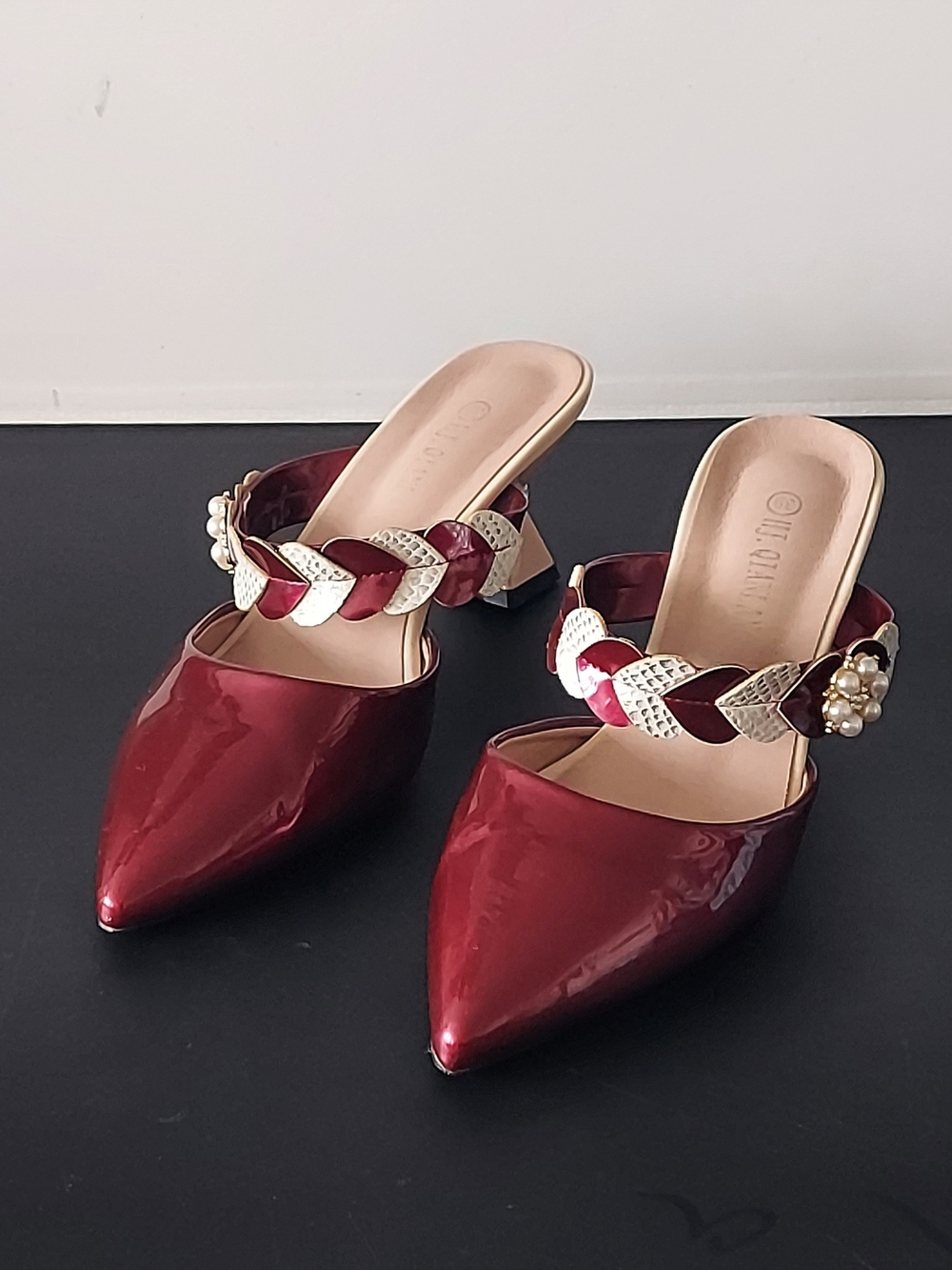 Nude Crystal Accent Heel - Women's Dress Shoes